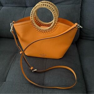 Kate Spade Orange Leather Handbag with Woven Handle
